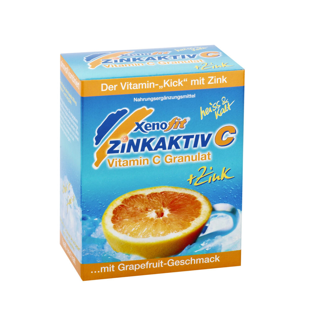 Verpackung von XenoFit Zinkaktiv C Vitamin C Granulat