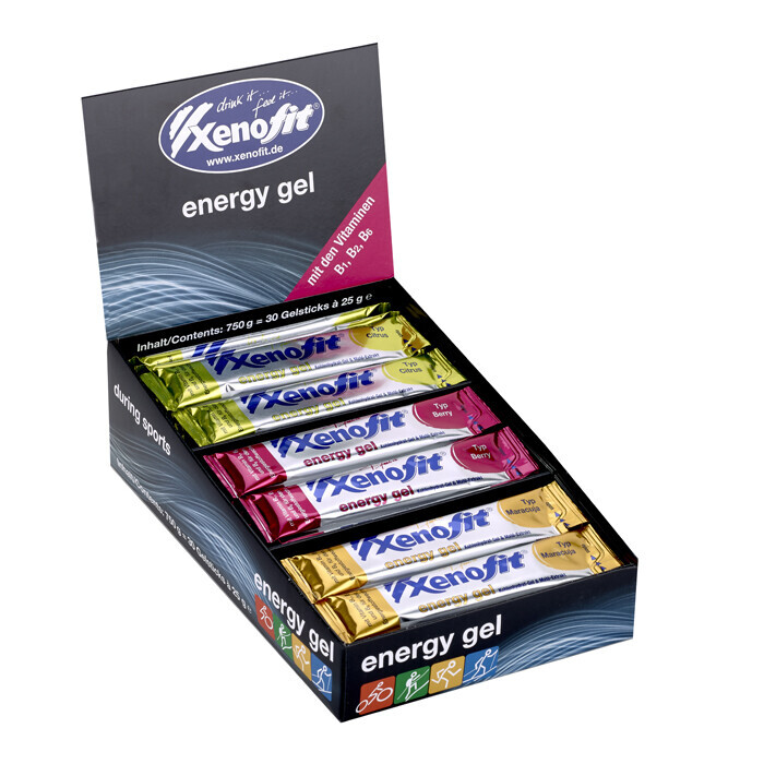 Display of Xenofit Energy Gel products