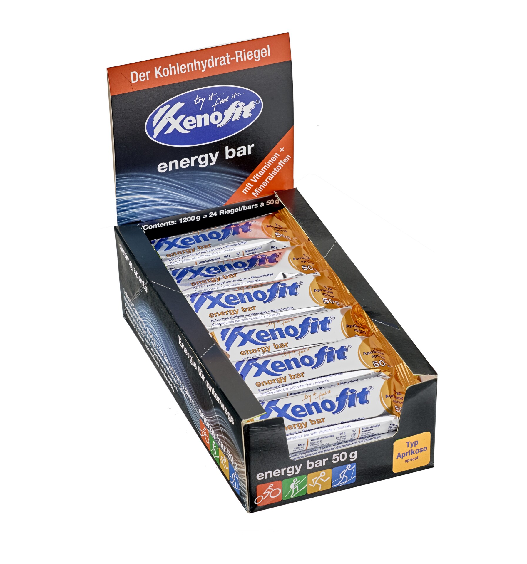 Box mit Xenofit Energie Riegeln