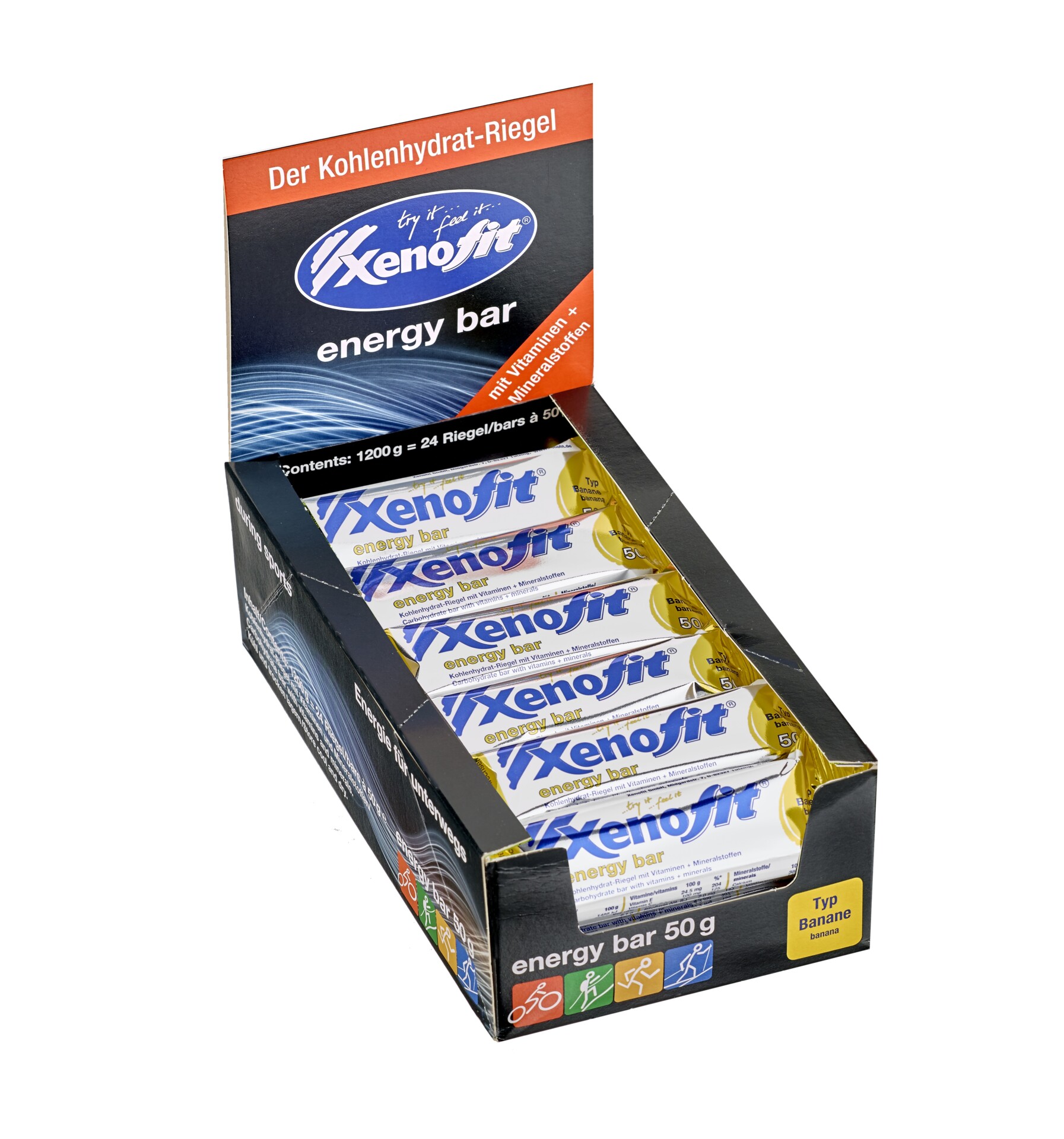 Verpackung mit Xenofit Energieriegeln