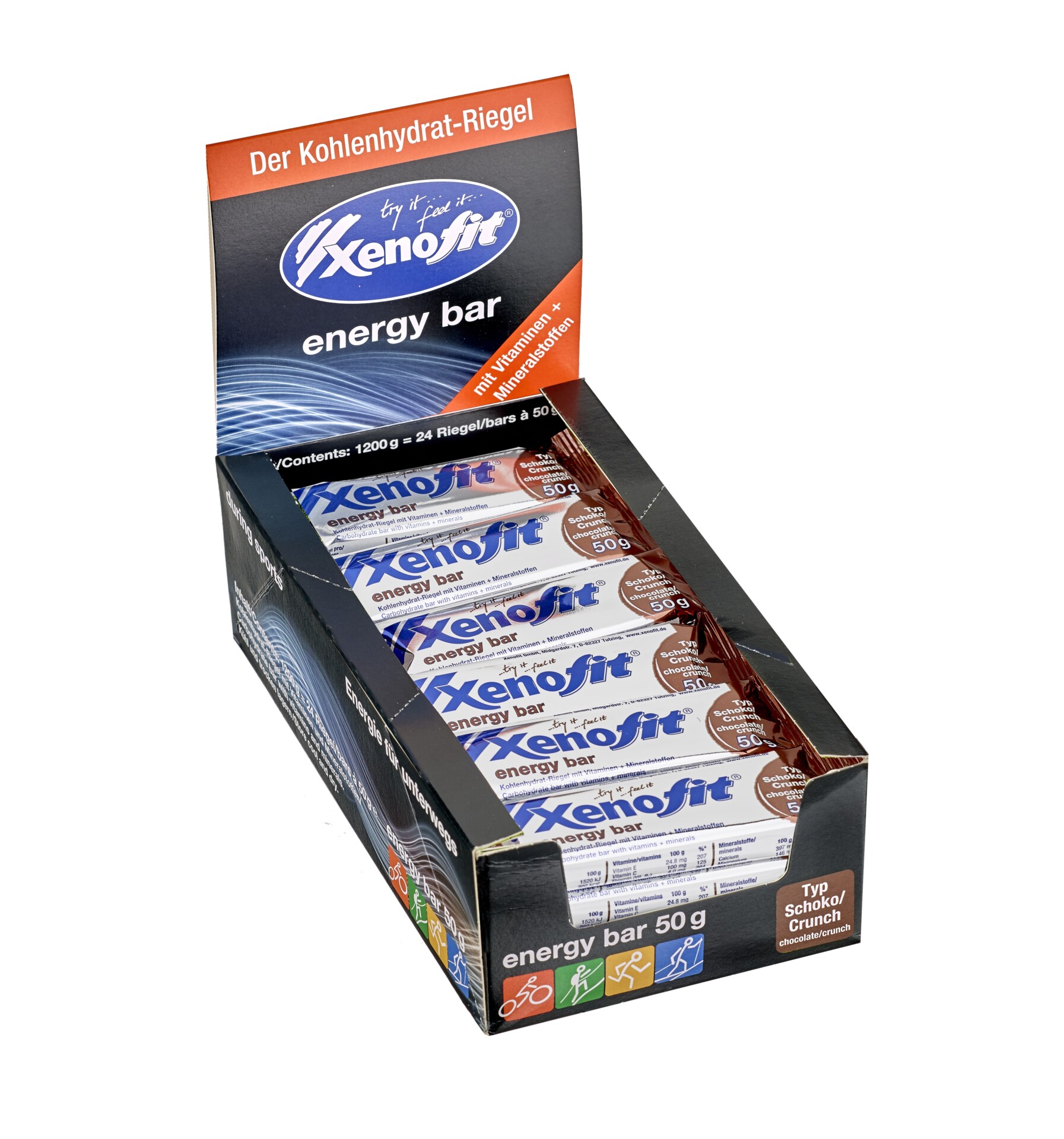 Packung mit Xenofit Energieriegel