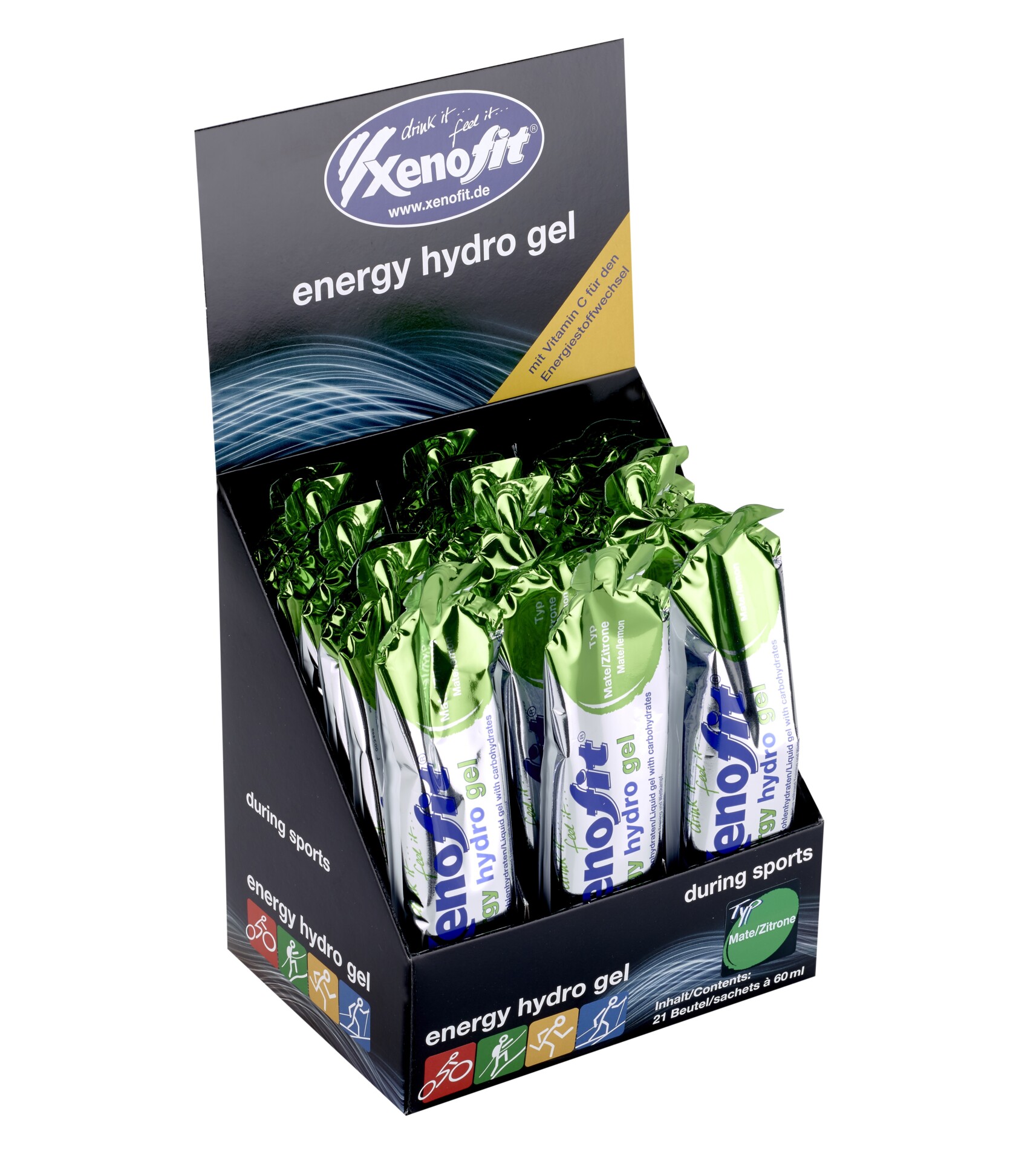 Verpackung von Xenofit Energie Hydro Gel fรผr Sportler