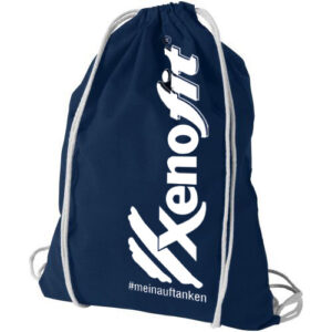 Blauer Sportbeutel mit Xenofit-Logo