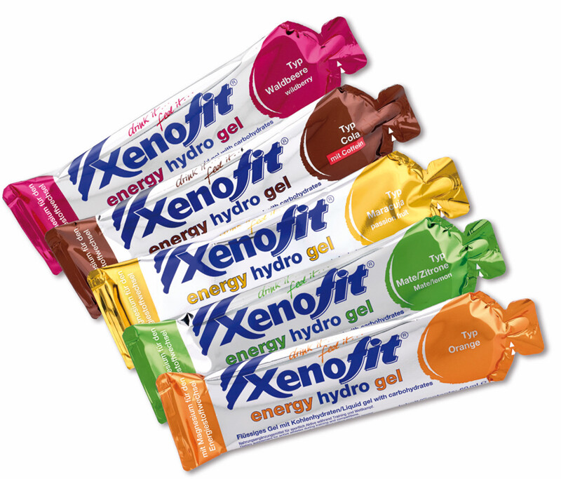 verschiedene Geschmacksrichtungen von Xenofit Energy Hydro Gel