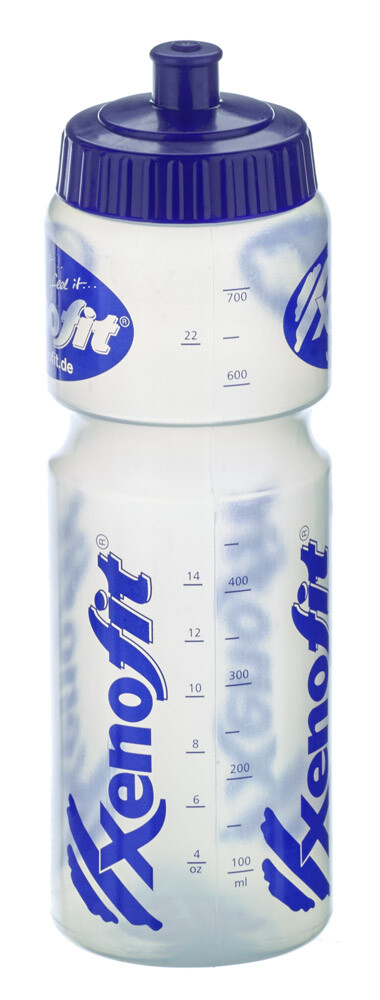 Transparente Sport-Trinkflasche mit blauen Akzenten